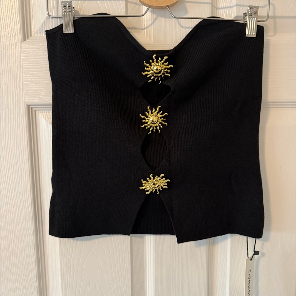 Commense Black Ribbed Top